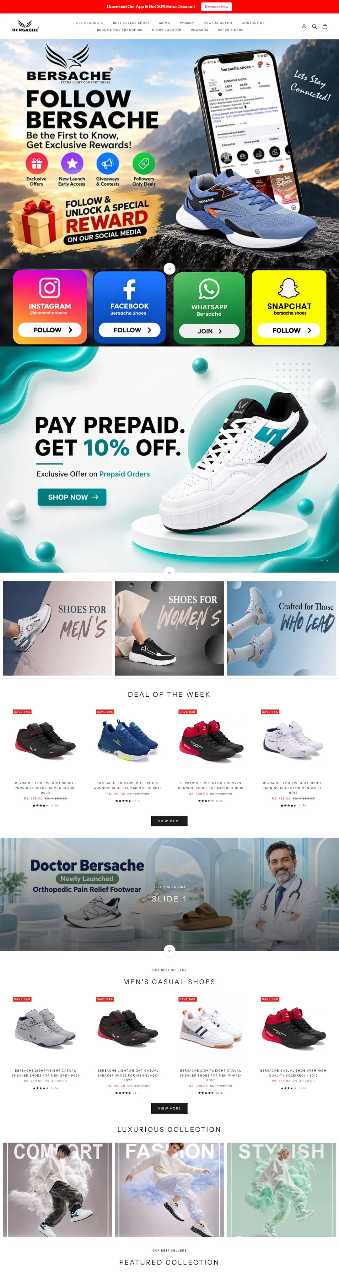 Bersache Shoes website designed by Needle Ads