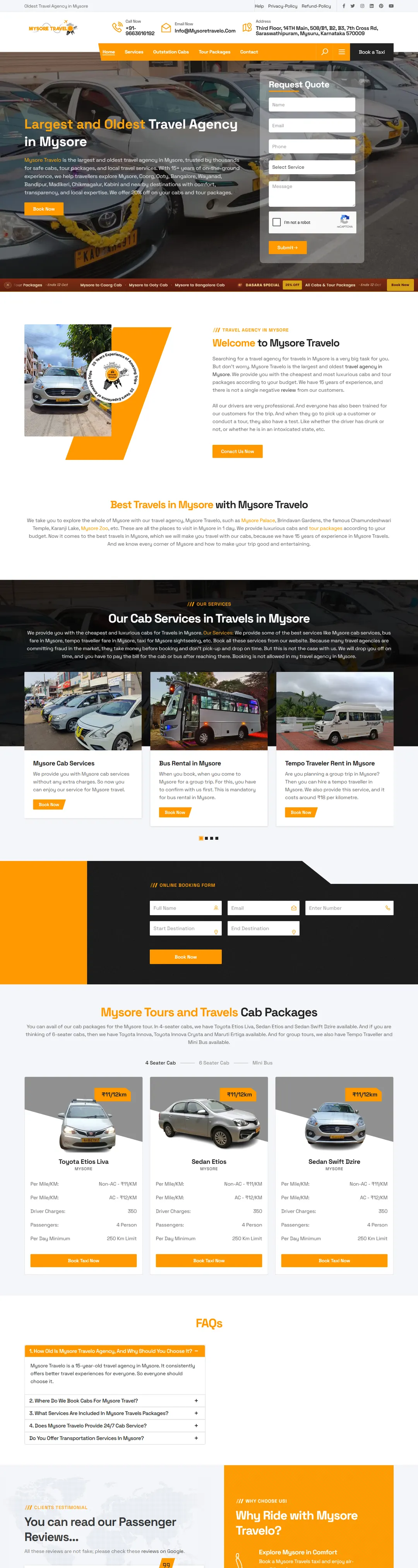 Mysore Travelo website designed by Needle Ads