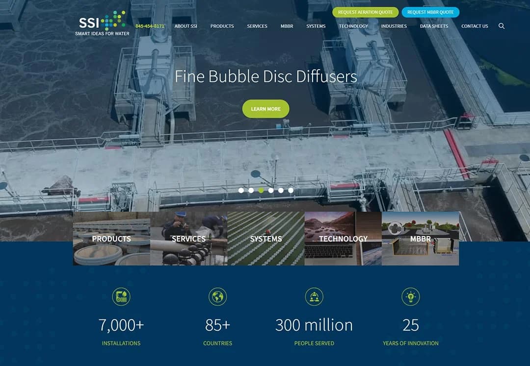SSI Aeration website designed by Needle Ads