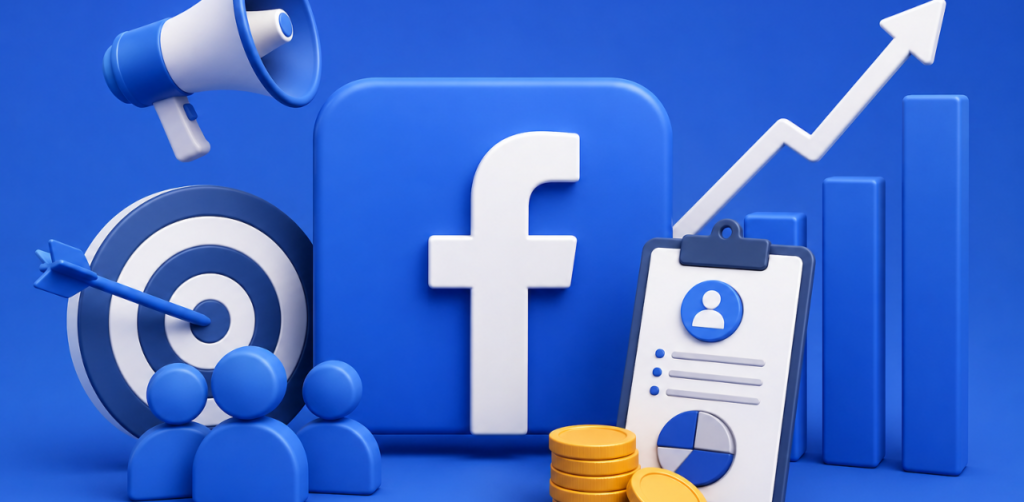 "Facebook Ads agency managing targeted advertising campaigns to increase leads, conversions, and business growth."